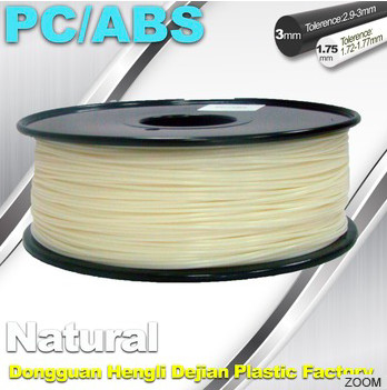 प्राकृतिक रंग 1.75 मिमी पीसी / एबीएस 3 डी प्रिंटर फिलामेंट 1.3 किग्रा / स्पूल